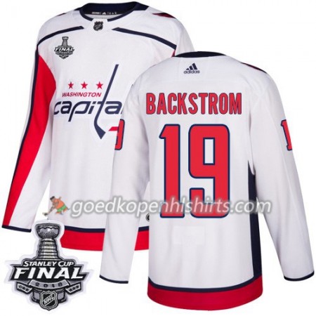 Washington Capitals Nicklas Backstrom 19 2018 Stanley Cup Final Patch Adidas Wit Authentic Shirt - Mannen
